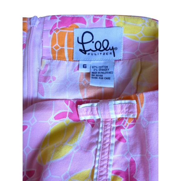 LILLY PULITZER Pineapple Print Skirt Bow, Lace Trim Sz 6 - Picture 6 of 6